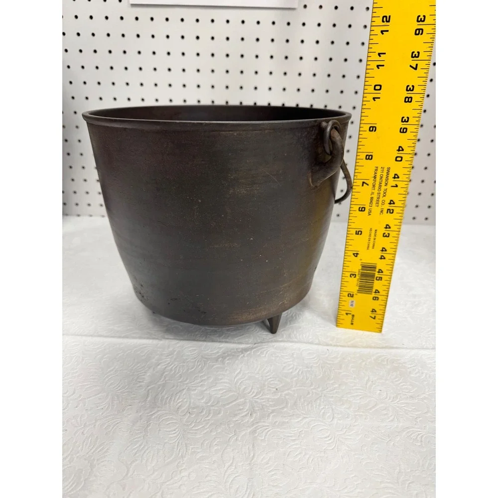 Antique Cast Iron Cauldron Pot 3 Legged Spider Gate Marked Bail Handle Primitive
